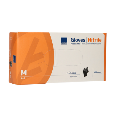 Abena poedervrije nitrile handschoenen maat medium 100 stuks zwart