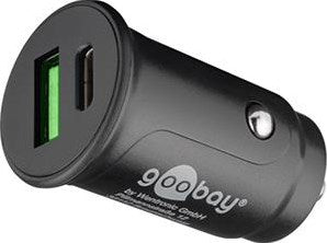 Caricabatteria da auto USB Goobay USB-C e USB-A 12V-24V 3A nero - 9540129