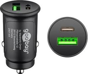 Caricabatteria da auto USB Goobay USB-C e USB-A 12V-24V 3A nero - 9540129