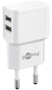 Goobay Cargador USB acodado doble 2.4a blanco - 9550150