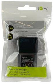 Goobay Cargador USB acodado doble 2.4a negro - 9550140