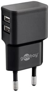 Goobay Cargador USB acodado doble 2.4a negro - 9550140