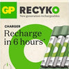 Gp usb batterijlader + 4 x aa-batterijen 2100mah nimh