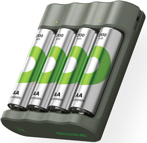 Cargador de baterías GP USB 3h con batería 4x2100ma AA | promoción - a3503062