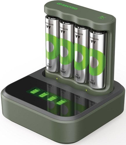Caricabatterie GP USB 6h con batteria 4x2100ma AA + dock - 3503069