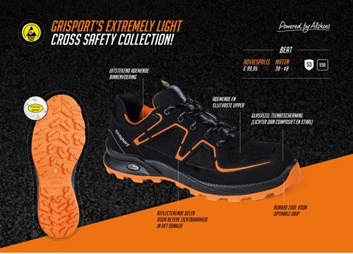 Ty grisport safe cross safe beat 33602 low s3 negro naranja - talla 46 - 00.049.007.46