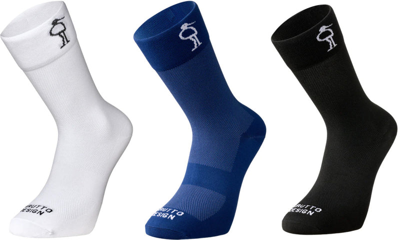 Grutto High Cut Fietssokken Wit Blauw Zwart 3 Paar Maat 43-64