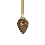 Kerstbal dennenappel glas antiek bruin ø8cm - afbeelding 1