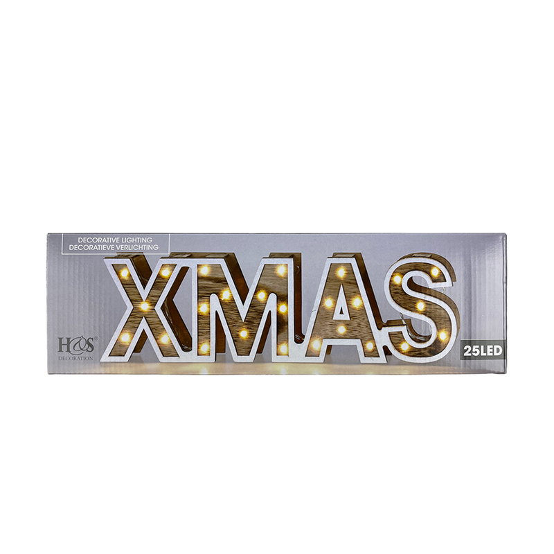 H s lettere legno led xmas 25led 38cm