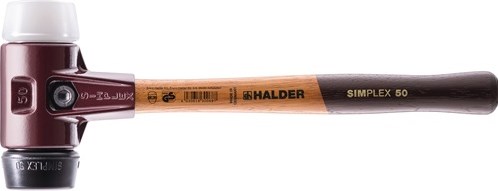 Halder kunststofhamer | lengte 350 mm hoofd-d. 50 mm | middelhard hout | rubber zwart superplastic wit | 1 stuk - 3027.050 3027.050