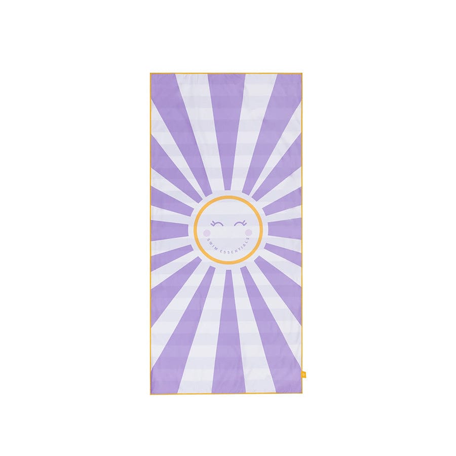 Feliz sol | Toalla de microfibra blanca púrpura 135 x 65 cm