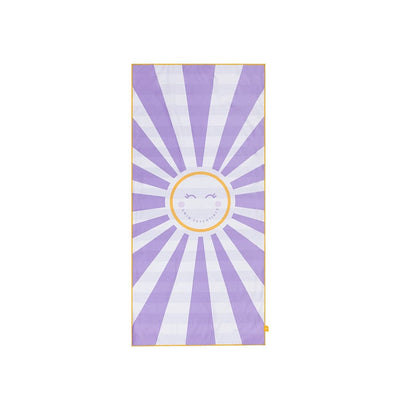Feliz sol | Toalla de microfibra blanca púrpura 135 x 65 cm