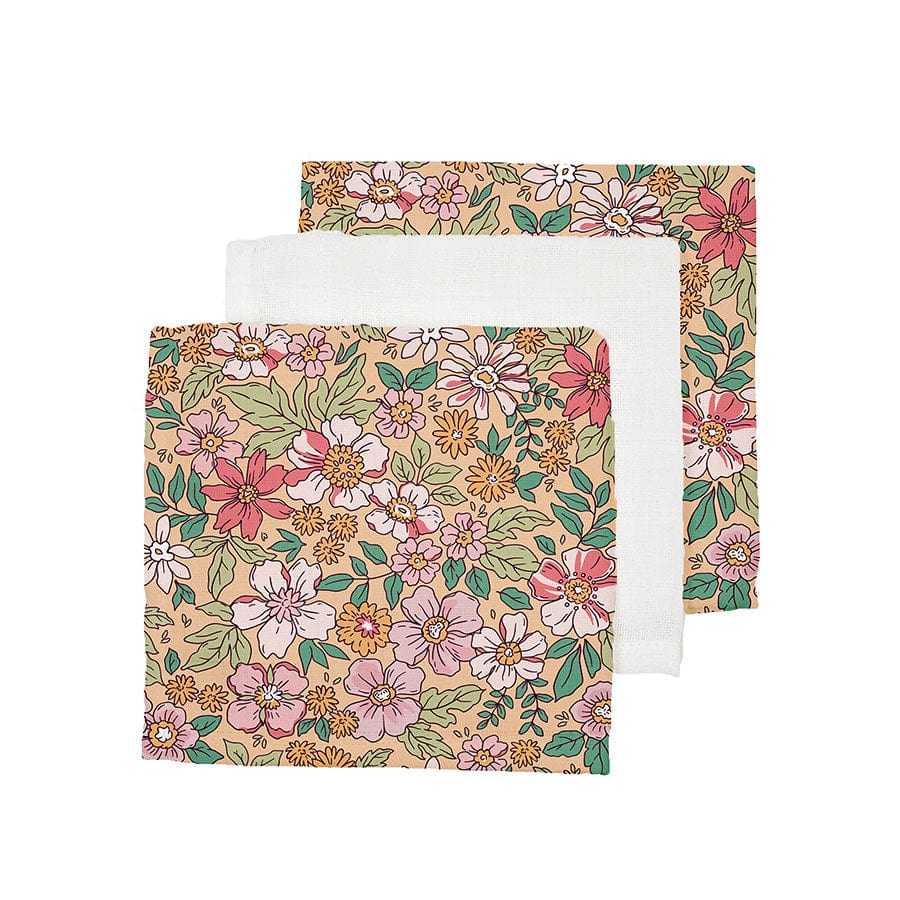 Blossom | meerkleurige hydrofiele doeken 25 x 25 cm - 3 stuks