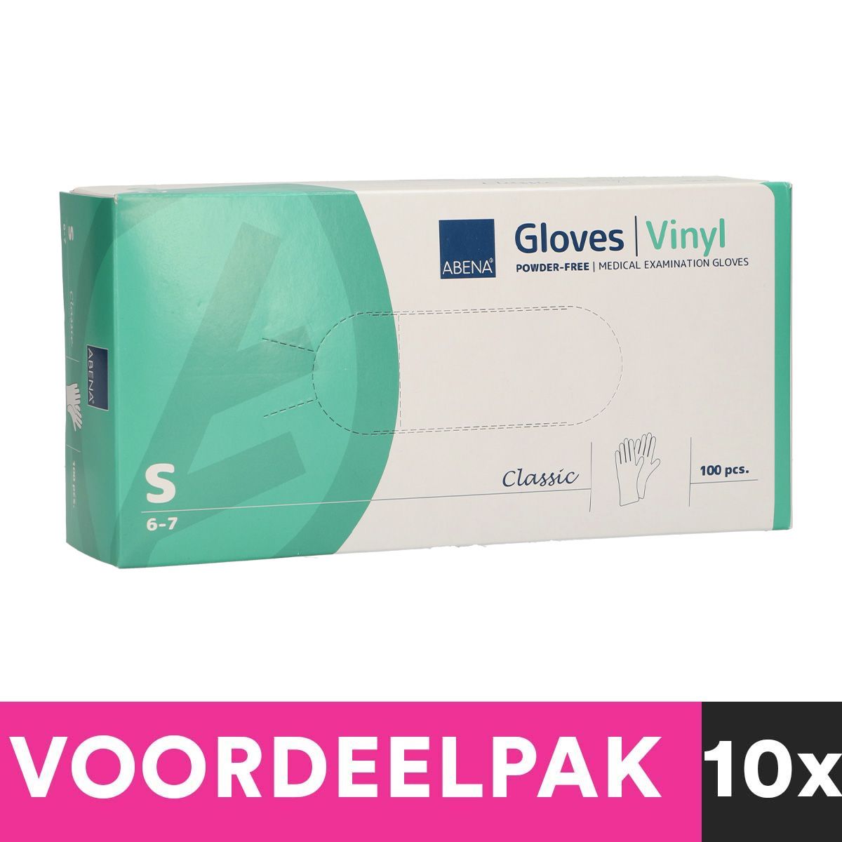Abena poedervrije vinyl handschoenen maat small 100 stuks voordeelpakket