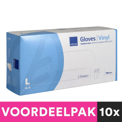 Abena poedervrije vinyl handschoenen maat large 100 stuks voordeelpakket