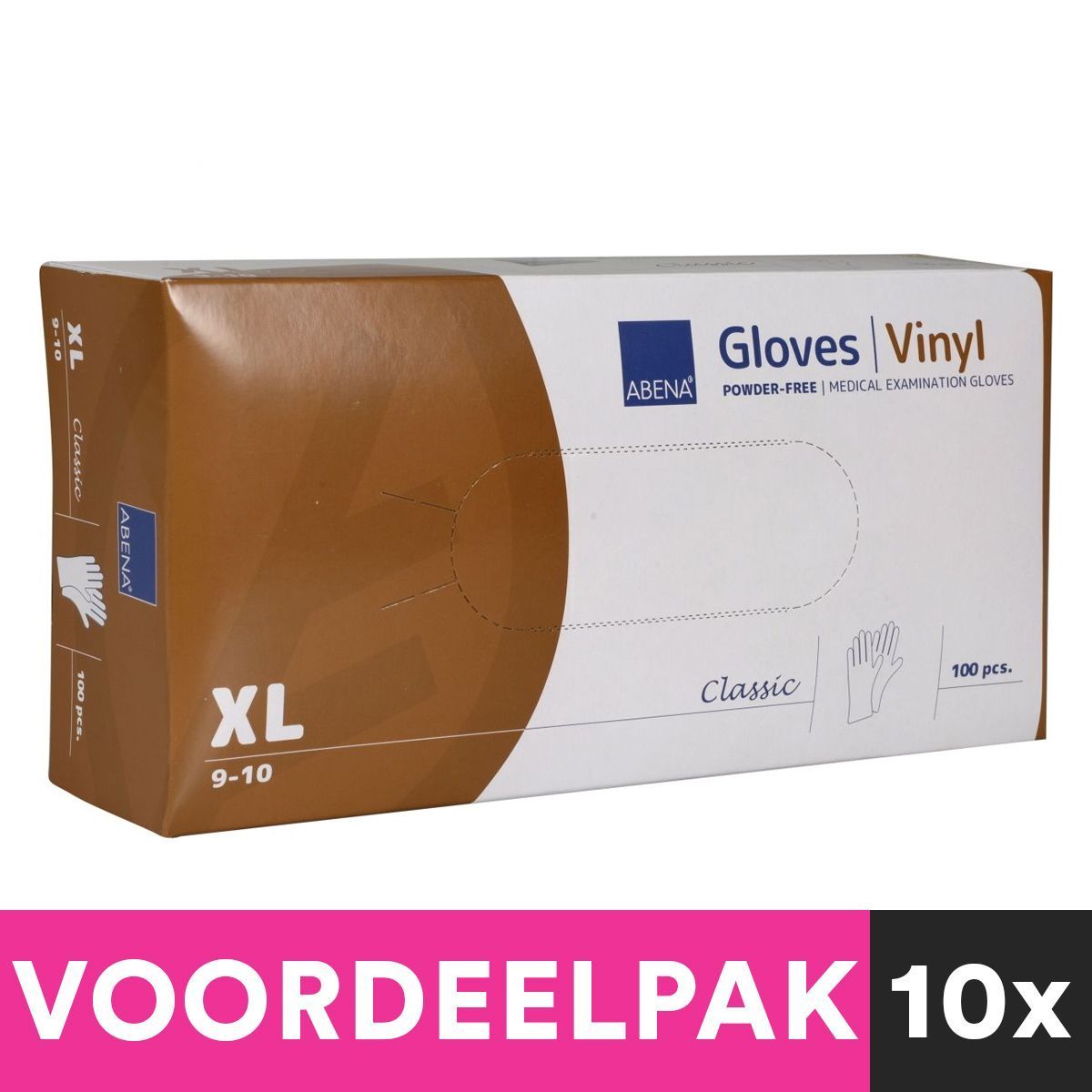 Abena poedervrije vinyl handschoenen maat extra large 100 stuks voordeelpakket