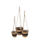 Hangende bloempottenset cattail leave zwart 3-delig