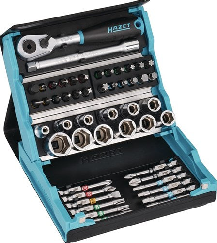 Hazet smartcase dopsleutelset 2200sc-2 | 1 4 inch (6,3 mm) zeskant massief, 1 4 inch (6,3 mm) vierkant hol | buitentwaalfkant tractieprofiel, sleufprofiel, kruiskop profiel ph | 50-delig