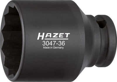 Hazet krachtdopsleutel 3047-36 · 1 2 inch (12,5 mm) vierkant hol · buitentwaalfkant tractieprofiel · sw 36 mm