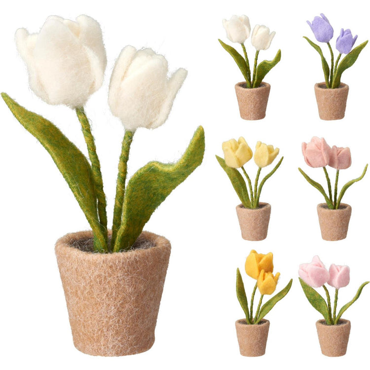 Decoración del hogar tulipanes en maceta fieltro 19cm