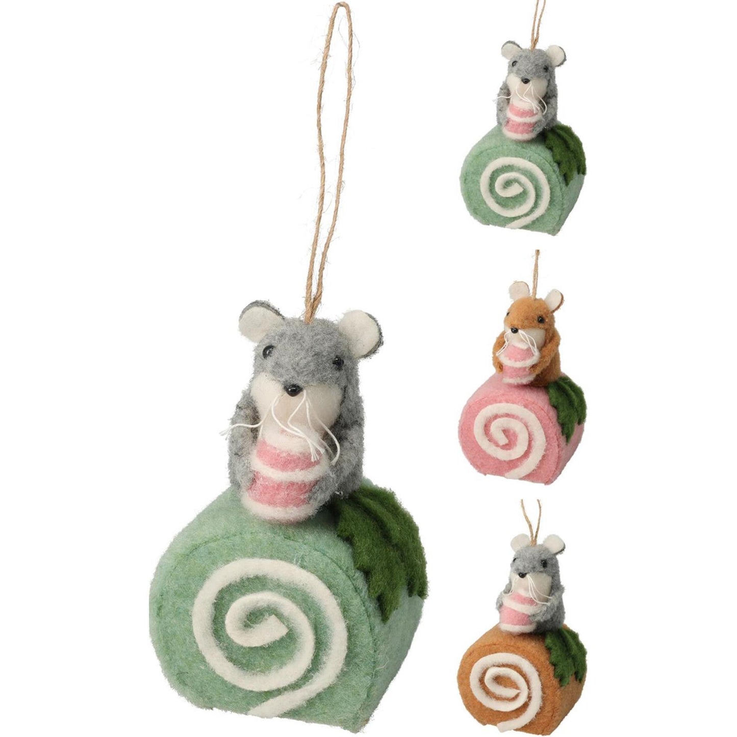 Home styling hangdeco vilt muis op cake 12cm