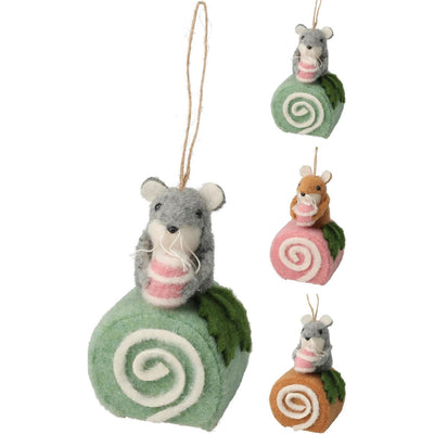 Decorazione da appendere per la casa in feltro topo su torta 12 cm