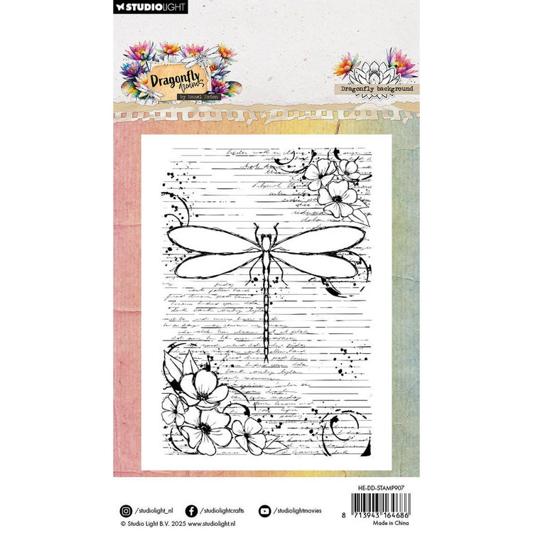 Studio light • hazel eaton clear stamp dragonfly background dragonfly dreams 93x136x3mm