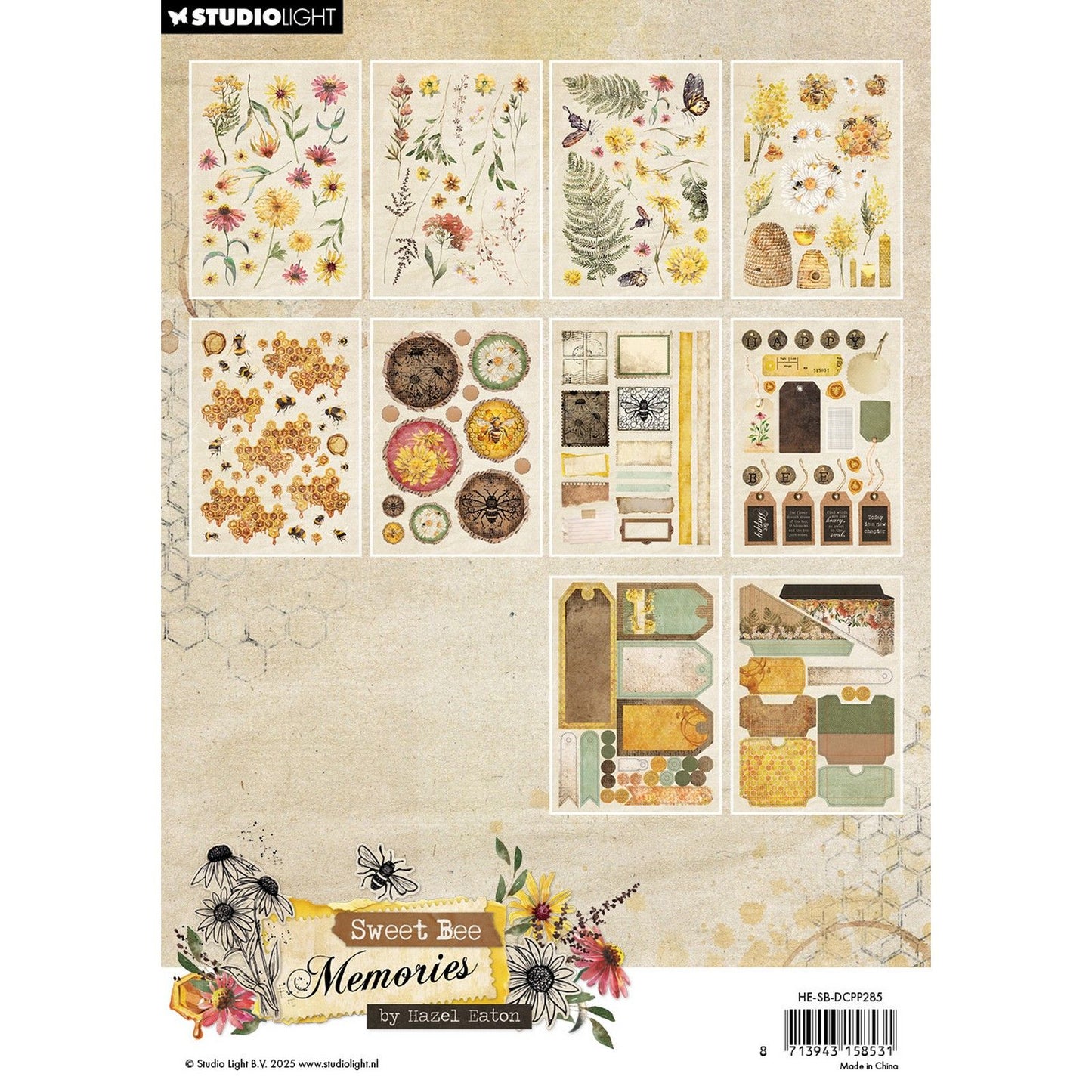 Luce da studio • Elementi di carta fustellati con ricordi di api dolci