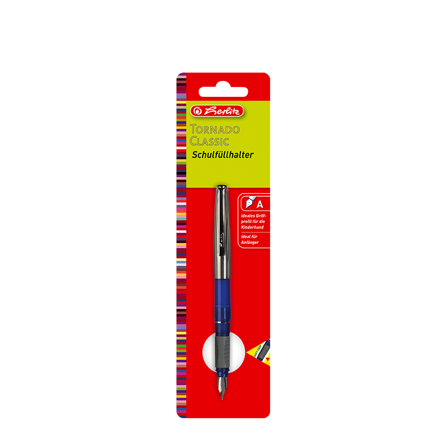 Pluma estilográfica escolar Herlitz tornado classic azul