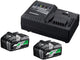 Booster pack Hikoki - 2 batterie multitensione bsl36b18 36v 4.0ah 18v 8.0ah li-ion + caricabatterie rapido uc18ysl3 - uc18ysl3wb2