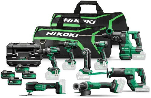 Hikoki kc18h8a-mva4 | set combinato batterie multitensione 18v 8 macchine in valigetta (4x batterie 5.0ah mv a + caricabatterie uc18ytsl) - kc18h8a-mva4