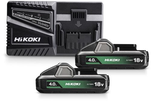 Paquete de energía Hikoki uc18yfslwez | 2 x batería 4,0 ah 18 v bsl1840m | cargador uc18yfsl uc18yfslwez
