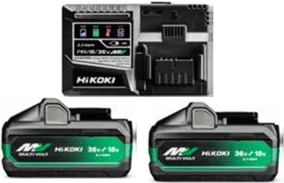 Hikoki uc18ysl3wjz paquete de refuerzo multivoltio - 2 x 8ah 18v 4ah 36v + cargador rápido uc18ysl3 - uc18ysl3wjz