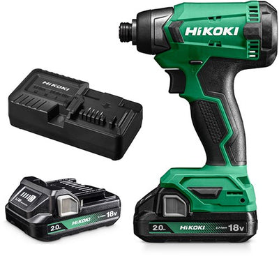 Hikoki wh18dawcz | destornillador de impacto inalámbrico | 18v | 140nm | 1 4 | 2 baterías de 2,0 ah + cargador | en estuche de plástico wh18dawcz
