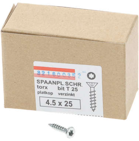 Tornillo para aglomerado Hoenderdaal galvanizado cabeza plana rosca completa torx tx25 4,5x25 | 200 piezas - 0206.01.33101