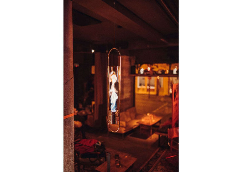 Höfats Spin 120 Atmosphere Lantern colgando 150 cm de plata de acero inoxidable