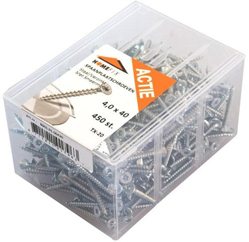 Tornillo aglomerado homefix action vz pk + punta de corte torx tx20 ​​4.0x40 | 450 piezas - 8901.01.00420