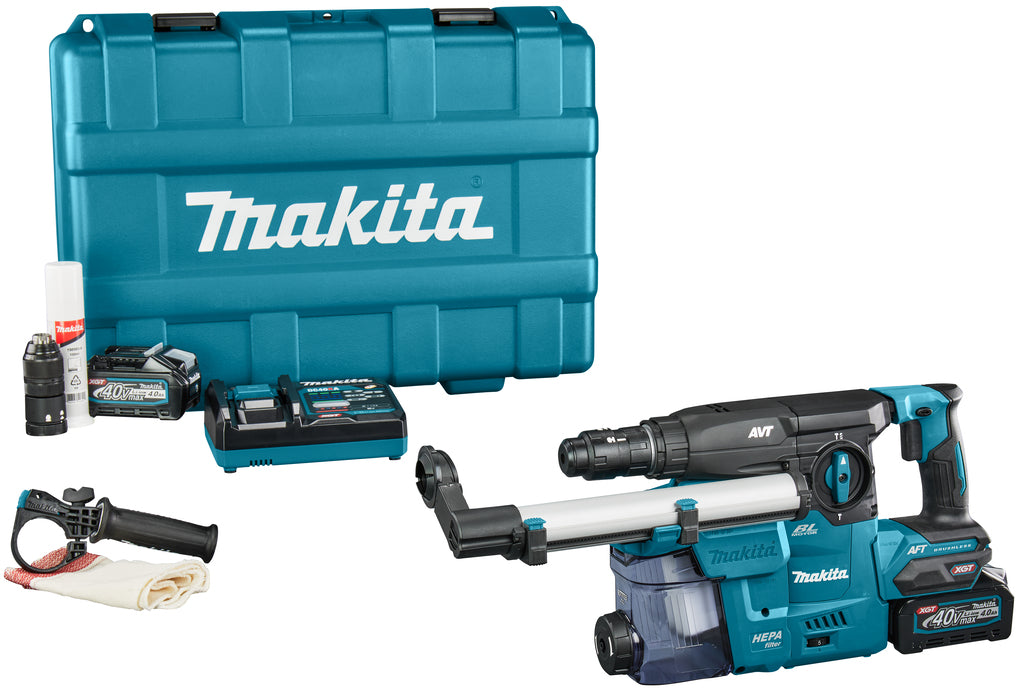 Martillo combinado a batería Makita HR009GM202 | 40v máximo | sds-plus | 2 baterías de 4,0 ah + cargador rápido | en estuche de plástico - hr009gm202