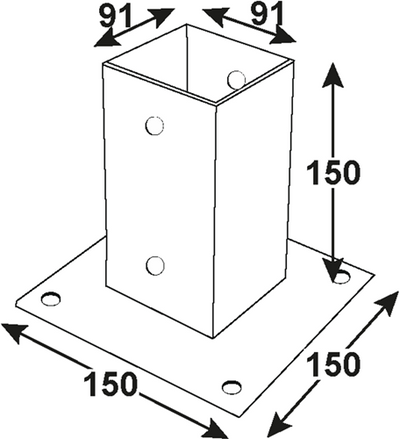 Soporte de poste Connex en placa 91x91x150 vvz - hv4274