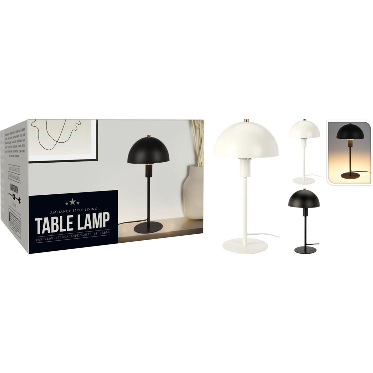 Lámpara de mesa Home Styling metal negro 18x36cm image