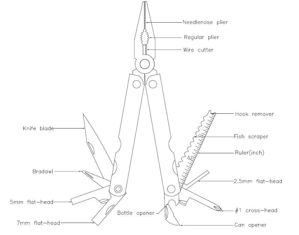 IceEtoolz MultiTool Lifeguard 15 Funzioni, acciaio inossidabile