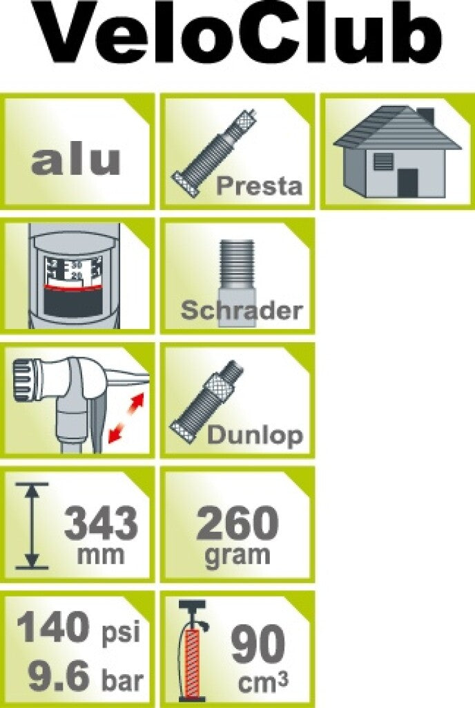 Mini Mini Pompa ad alta pressione IceEtoolz 140PSI con misuratore - Veloclub A351