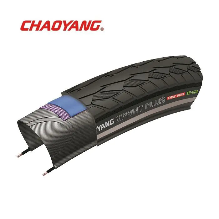 Chaoyang 28x1.75 (47-622) sprint plus pelle di coccodrillo con filo reflex nero (kevlar-floc da 1,5 mm+nylon breaker) w211198n