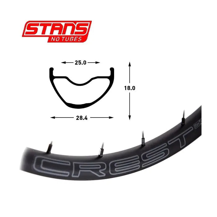 Stans notubes velg crest mk4 29 32h black gray snt