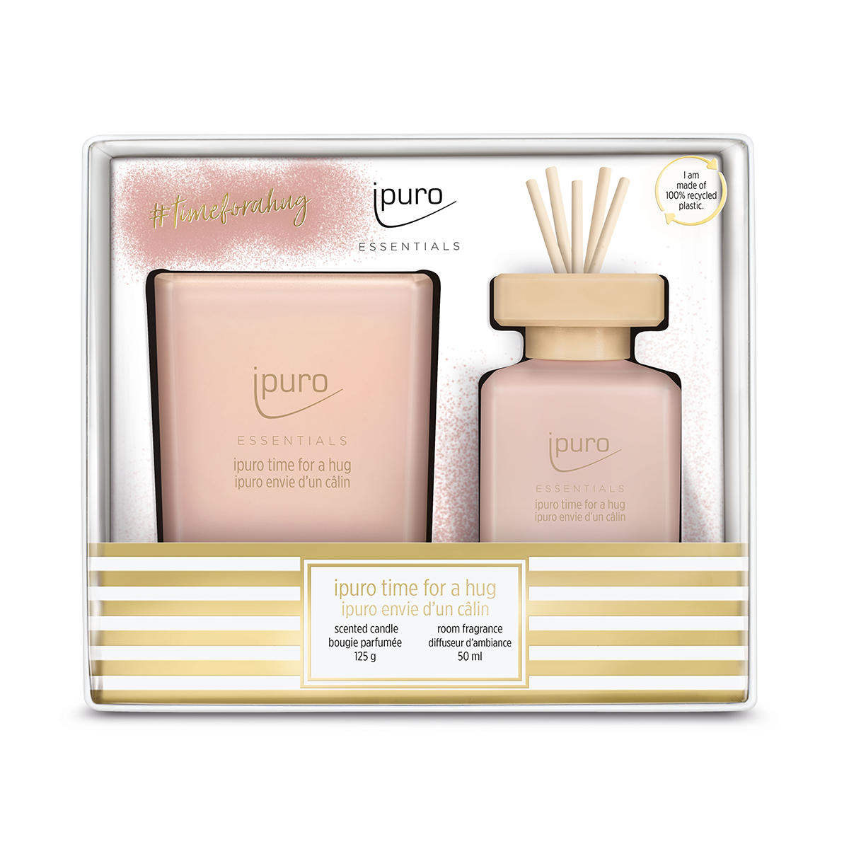 Diffusore di profumo Ipuro Time for a Hug 50ml + candela profumata 125gr