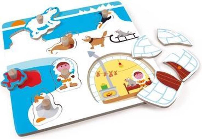 puzzle di legno graffio con iglo