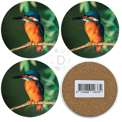 Farmwood animals onderzetters ijsvogel 4-delig ø10cm