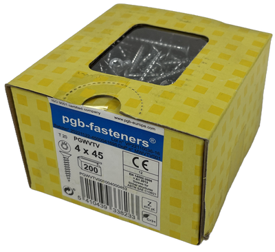 Pgb-fasteners tornillo universal para aglomerado vk-t rosca completa cabeza avellanada ø4.0x45 zn tx20 ​​| 200 piezas | pgwvtv001004000453