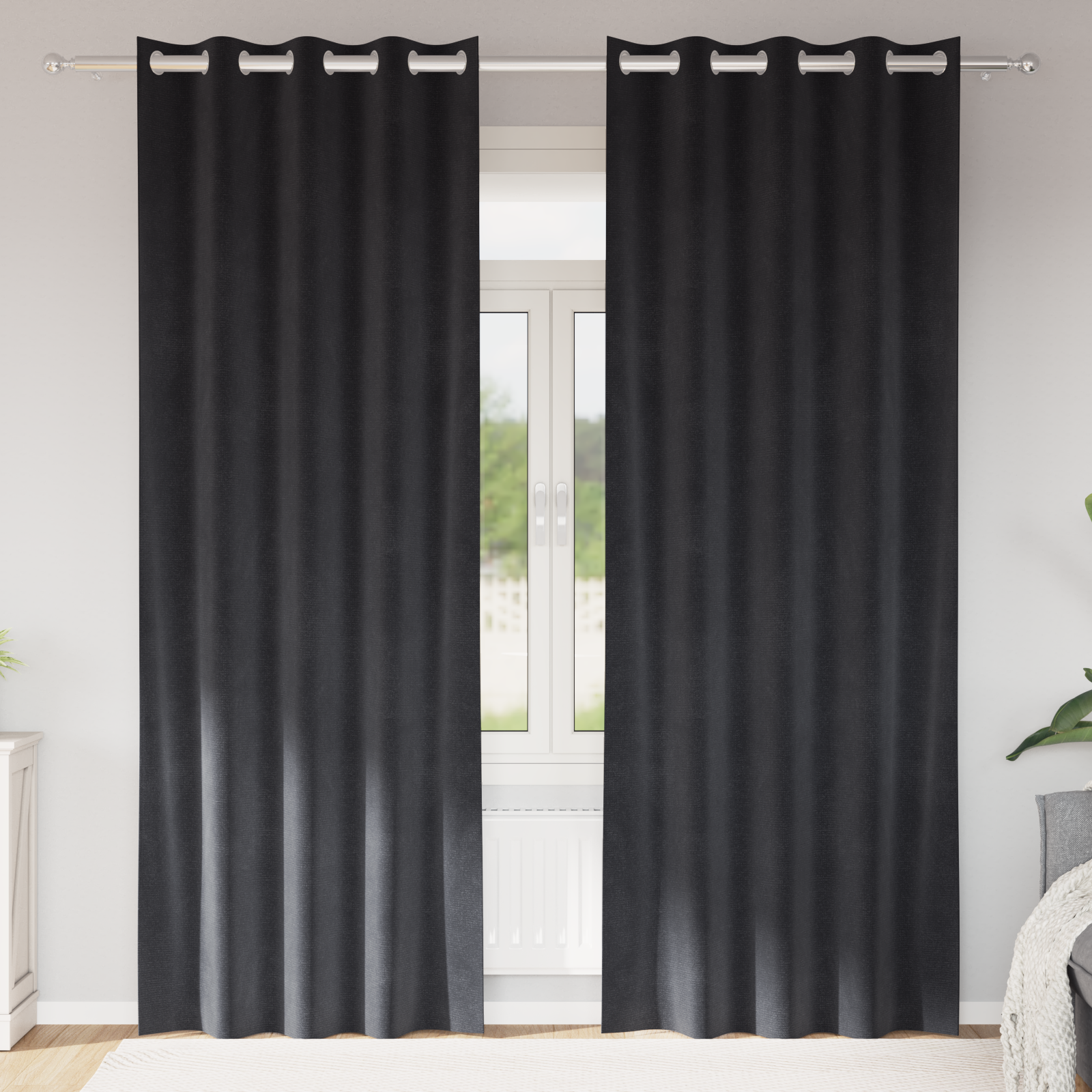 Vidaxl cortinas opacas 2 piezas terciopelo gris oscuro 140 x 245 cm