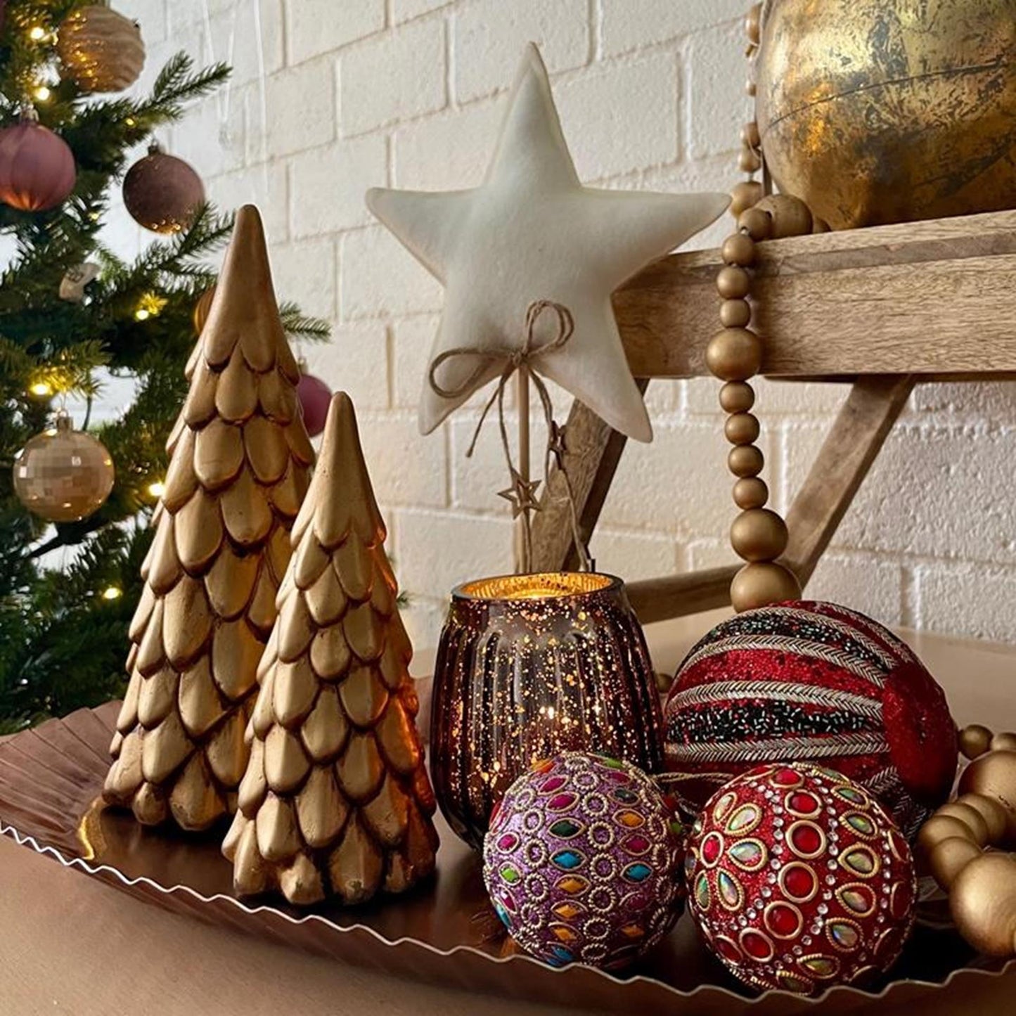 Hbx natural living kerstbal adica ø6cm rood